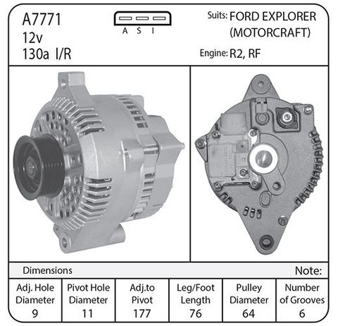 ALTERNATOR FORD F250,F350 12V 130AMP