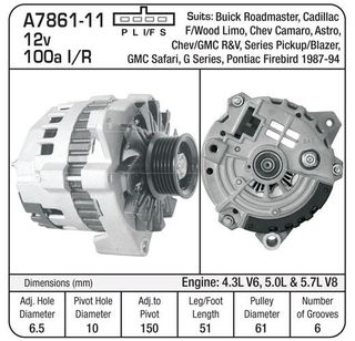DELCO 12V 105A CADI, CHEV 4.3L-5.7L