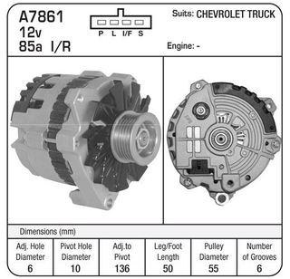 ALTR 12V 85AMP CHEV TRUCK SEE A7981