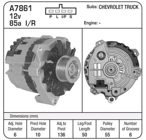 ALTR 12V 85AMP CHEV TRUCK SEE A7981