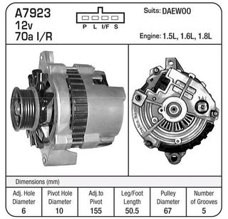 ALT 12V DAEWOO 85A 12 CLK 4 PIN