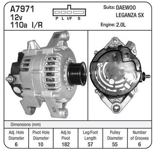 ALTERNATOR 12V 110A LEGANZA