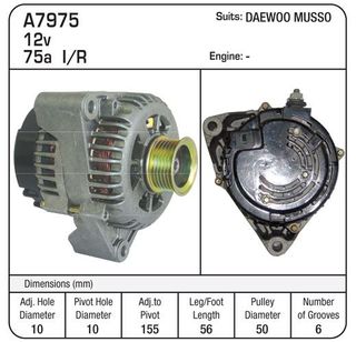 ALTERNATOR 12V 75A SUIT MUSSO
