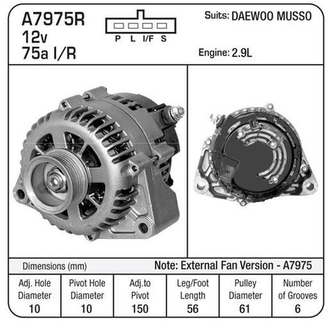 ALTERNATOR 12V MUSSO/MERC