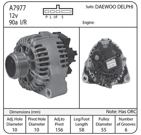 ALT DAEWOO KOREA 90A 4PIN CLUTCH PULLEY