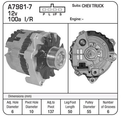 ALTR DELCO 12V 100AMP CHEV TRUCK
