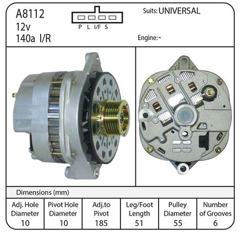 ALT 12V 140AMP DELCO CS144