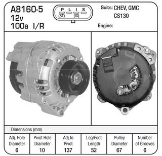 DELCO 12V 100A 4.3L CHEV & GMC CS130