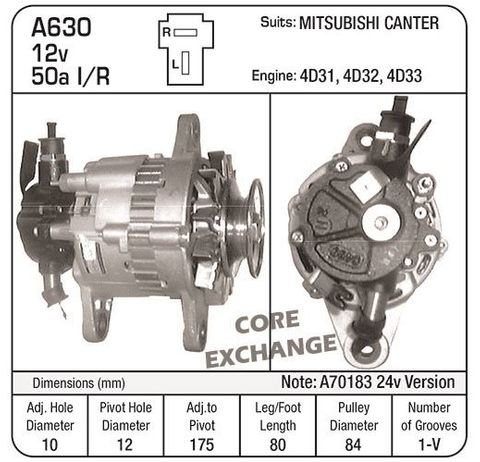 ALTERNATOR 12V 50A CANTER VAC