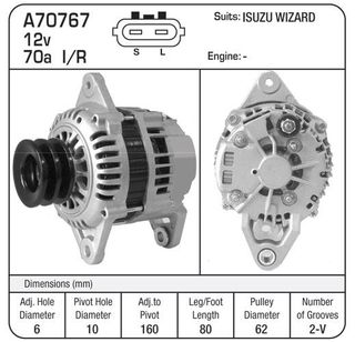 ALT 12V 70A IF/IF LIGHT /SENSE 4JX1 BIGHORN
