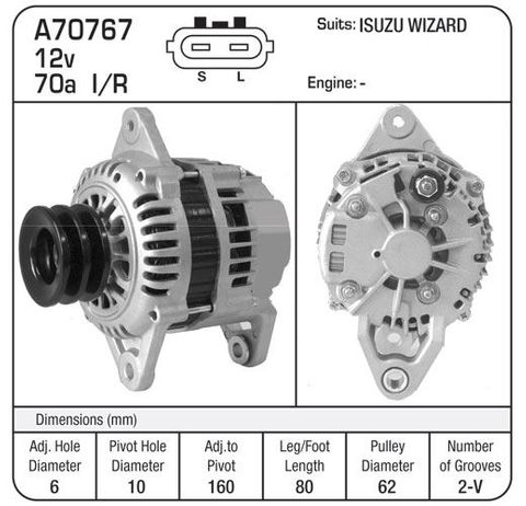 ALT 12V 70A IF/IF LIGHT /SENSE 4JX1 BIGHORN