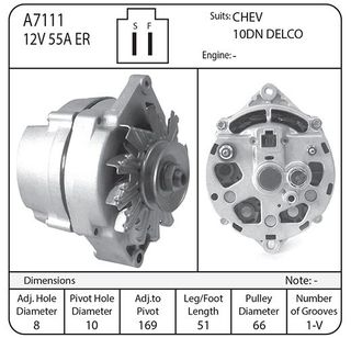 ALTERNATOR DELCO 12V 10DN 55AMP
