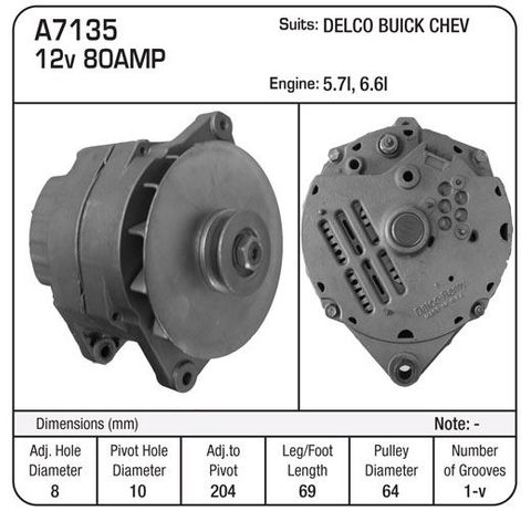 ALTERNATOR DELCO 12V 27SI