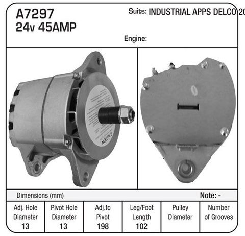 ALT, S/E, 24V 45A BRUSHLESS 20SI