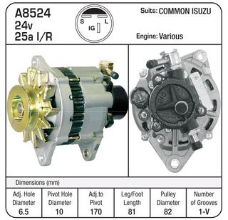 ALT 24V VAC SUIT ISUZU 50CC 11 OCLOCK