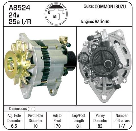 ALT 24V VAC SUIT ISUZU 50CC 11 OCLOCK