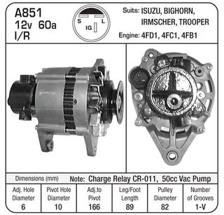 ALTERNATOR ISUZU 12V 60A 50CC