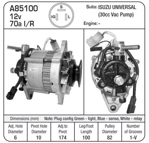 ALT 12V ISUZU 100MM LEG UNI VAC