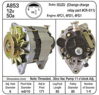 ALTERNATOR 12V ISUZU VAC 11CLK (80MM LEG