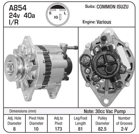ALTERNATOR 24V 30CC ISUZU 12OCLOCK