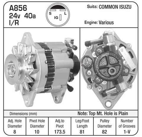 ALTERNATOR ISUZU 24V VAC 4BD1