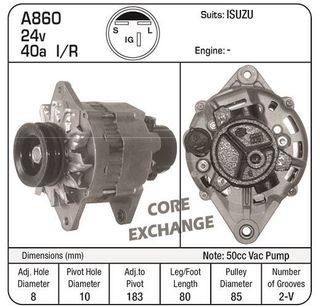 ALTERNATOR 24V VAC 50CC ISUZU