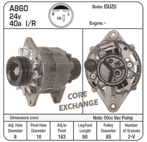 ALTERNATOR 24V VAC 50CC ISUZU