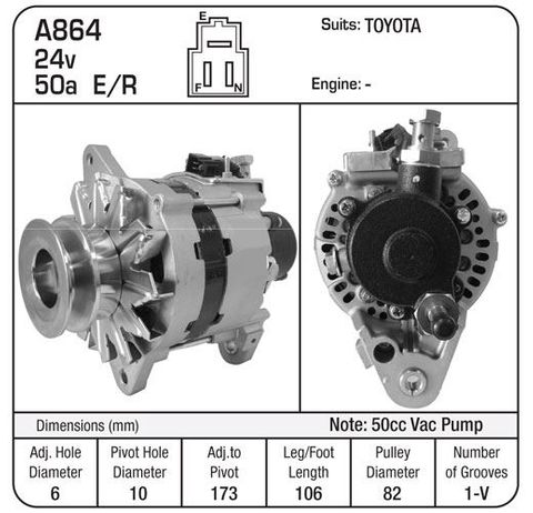 ALTERNATOR 24V 50A VAC TOYOTA ER/EF