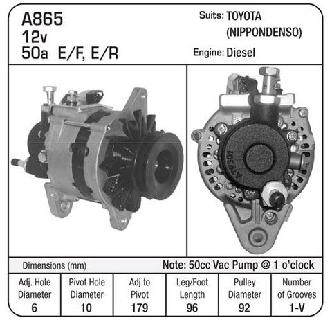 ALT ND,TOY, 24V EF\ER 50CC 1 O CLOCK