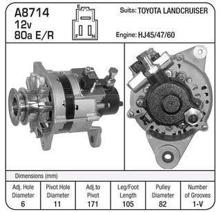 ALTERNATOR SUIT TOYOTA 12V ER/EF 80A