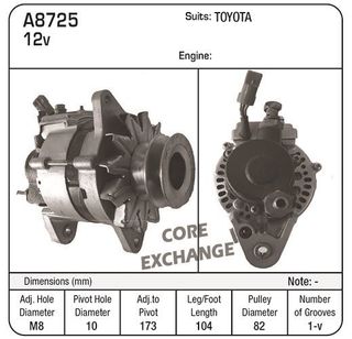 ALT, DENSO 12V I/R, TOYOTA,DSL, W/50CC PUMP