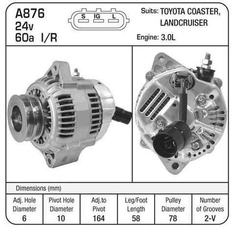ALTERNATOR 24V 60A COASTER BUS