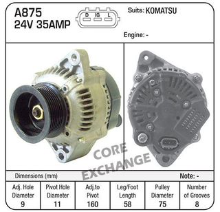 ALTERNATOR 24V IR/IF KOMATSU MULTI RIB