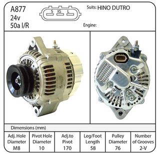 ALT DENSO D/P 24V 50A  HINO DUTRO