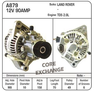 ALTERNATOR DENSO F/PUMP  L/ ROVER TD5