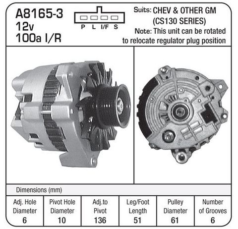 ALTERNATOR.12 v 105AMP DELCO (CS130) - CHEV SILVERADO