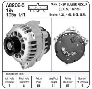 DELCO ALT. 12V 105A CS130D