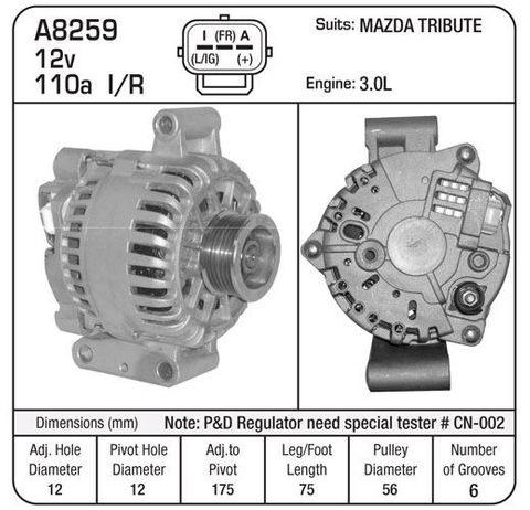 ALT  TRIBUTE FORD ESCAPE LRC REG PAD MT