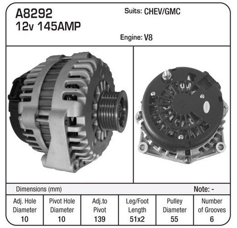 ALT DELCO 145A GM V8 LT TRUCK  2000-2005