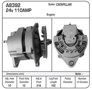 ALT, 24V 110A INS,S/E,HAS W/L IF REQ