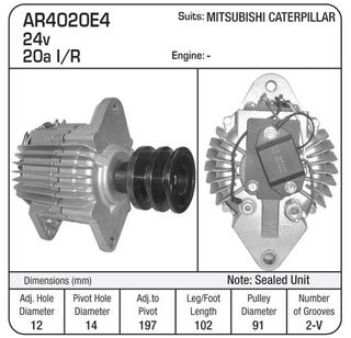 ALT 24V 20A SEALED MIT CAT,can be S/E