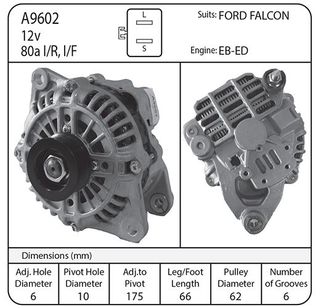 ALT,12V 100A FORD FALCON I/F EF EL 6CYL