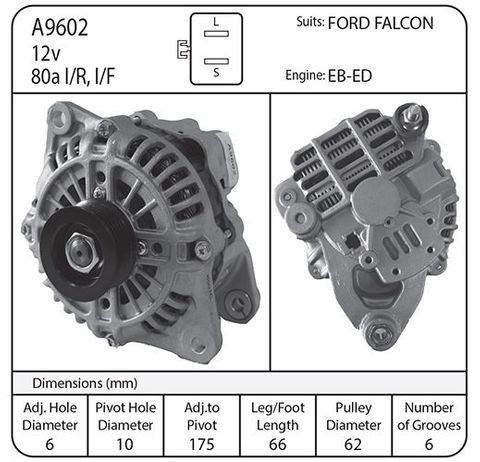 ALT,12V 100A FORD FALCON I/F EF EL 6CYL