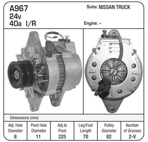 ALTERNATOR SUIT NISSAN 24V 40A