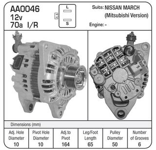 ALT MITSI 12V  SUIT NISSAN MARCH