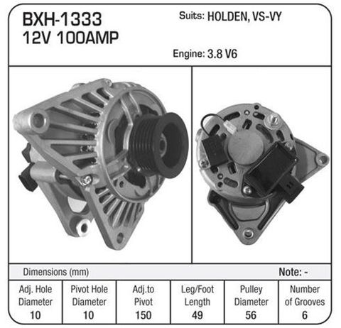 ALT 12V 100A SUIT HOLDEN 3.8 V6 VS-VY