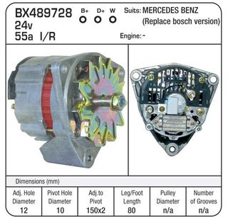ALTERNATOR REP BOSCH 24V 55A