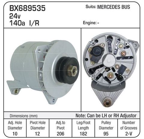 MERCEDES BUS ALTERNATOR 24V 140A  I/R T1 SERIES