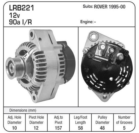 ALTERNATOR SUIT ROVER90A 95\2000