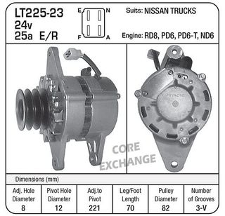 ALTERNATOR HITACHI 24V 25A 3V PULLEY